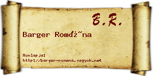 Barger Romána névjegykártya